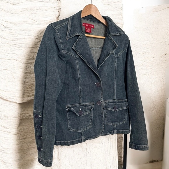 Vintage denim coat with unique buttons and stitching punk y2k grunge M - Picture 1 of 7